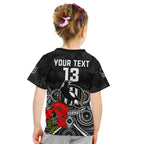 custom-text-and-number-magpies-football-anzac-day-t-shirt-kid-aboriginal-poppy-flowers