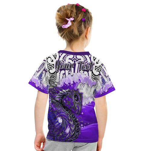 custom-personalised-manaia-maori-t-shirt-kid-fern-aotearoa-purple-waves