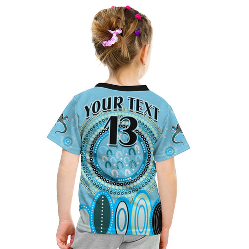 custom-text-and-number-aboriginal-stand-up-t-shirt-kid-circle-dot-with-lizard-version-blue