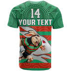custom-text-and-number-rabbitohs-rugby-t-shirt-aboriginal-dot-painting-glory-glory-sporty-style