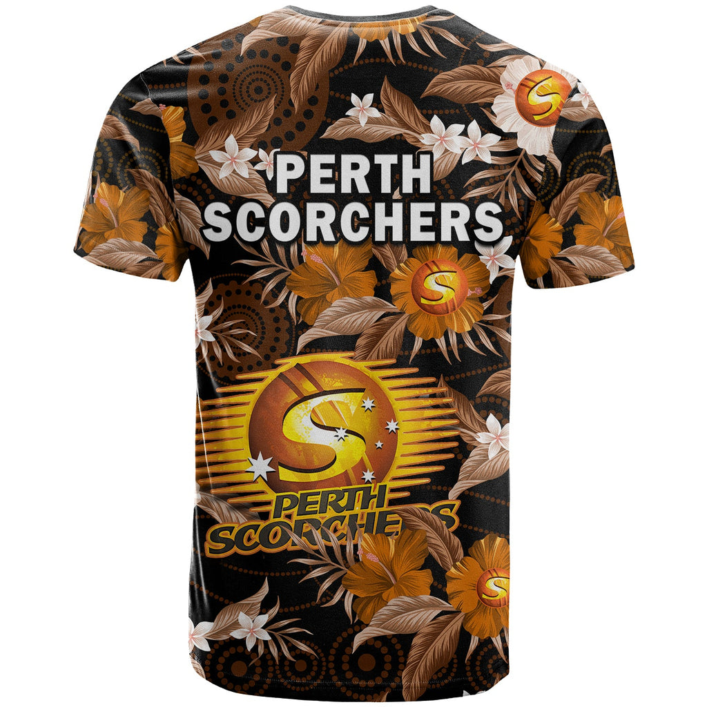 perth-scorchers-cricket-t-shirt-aboriginal-art-mix-tropical-flowers