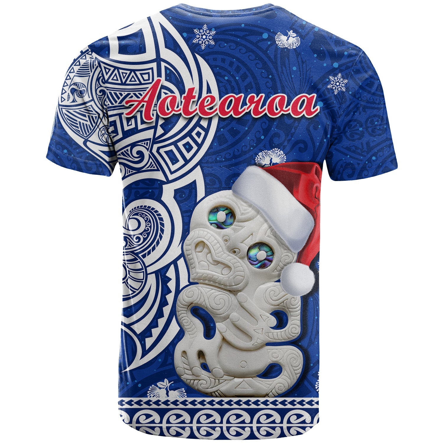 new-zealand-christmas-t-shirt-hei-tiki-blue-pohutukawa-meri-kirihimete