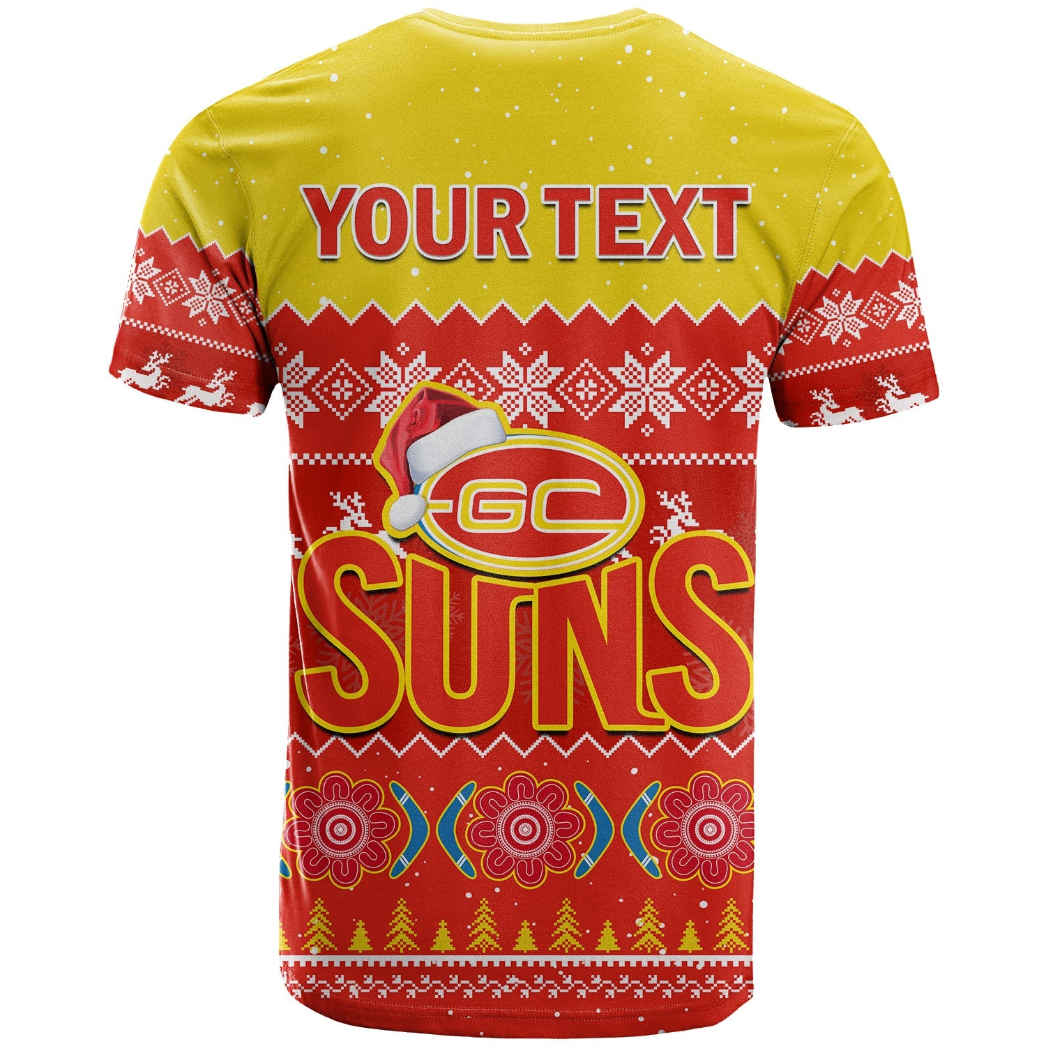 custom-personalised-gold-coast-football-t-shirt-suns-aboriginal-merry-christmas