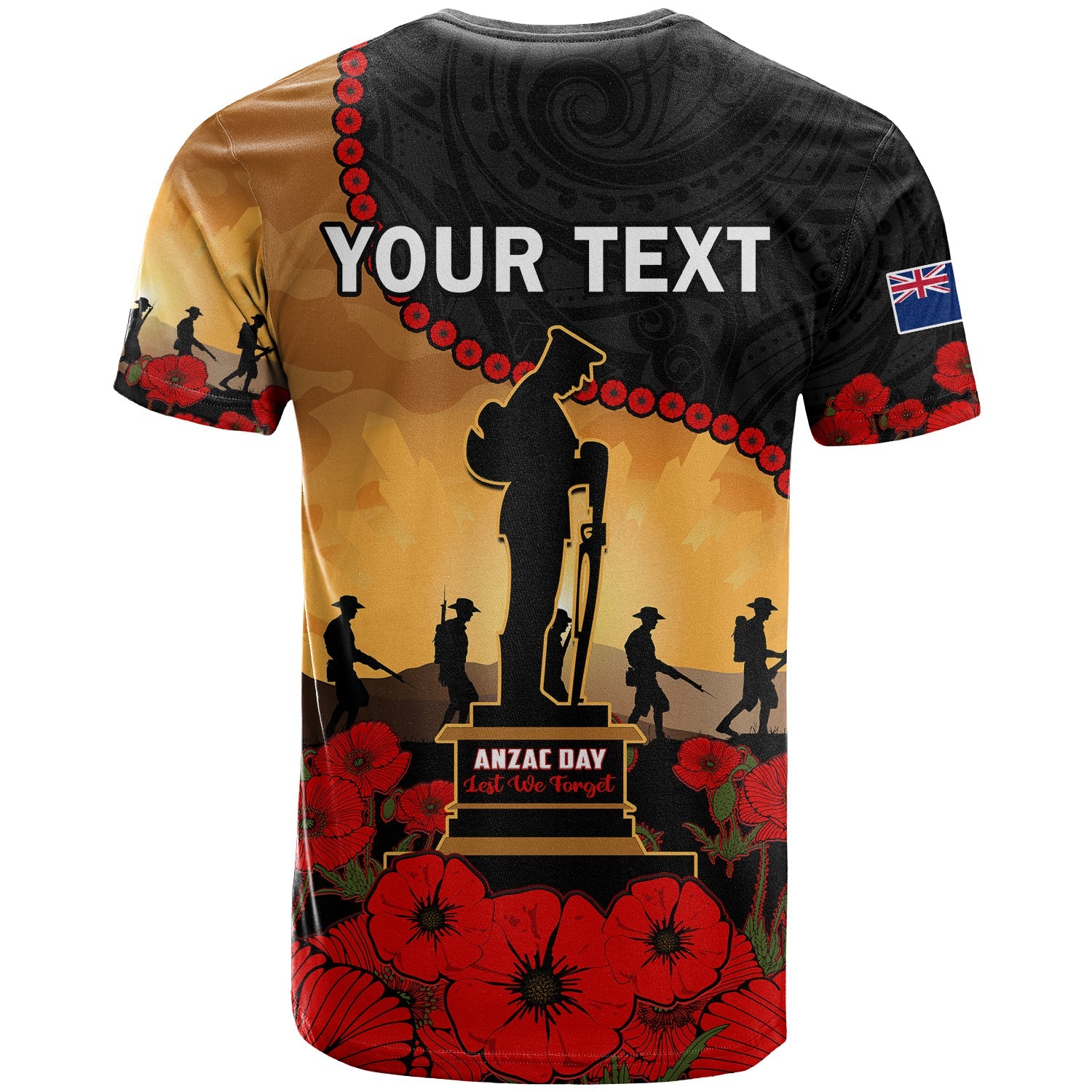 custom-personalised-new-zealand-anzac-t-shirt-maori-camouflage-mix-poppies-we-will-remember-them