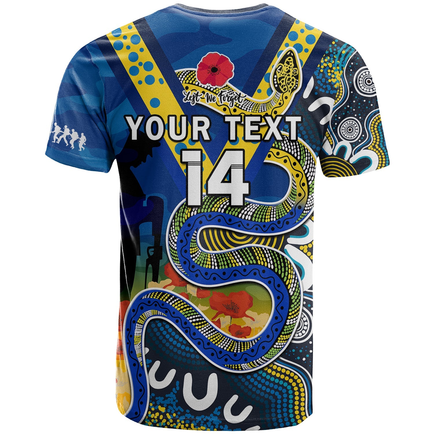 custom-text-and-number-eels-rugby-anzac-2023-t-shirt-aboriginal-mix-poppy-lest-we-forget