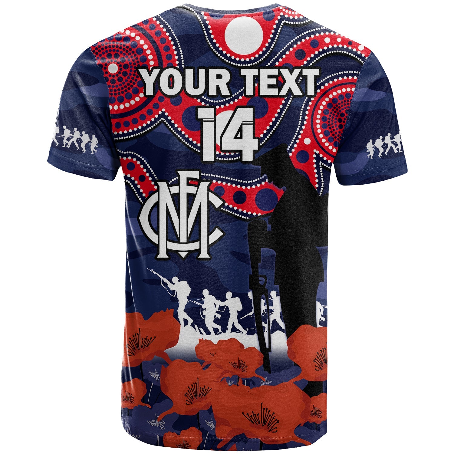 custom-text-and-number-melbourne-football-anzac-2023-t-shirt-demons-aboriginal-mix-poppy-camouflage