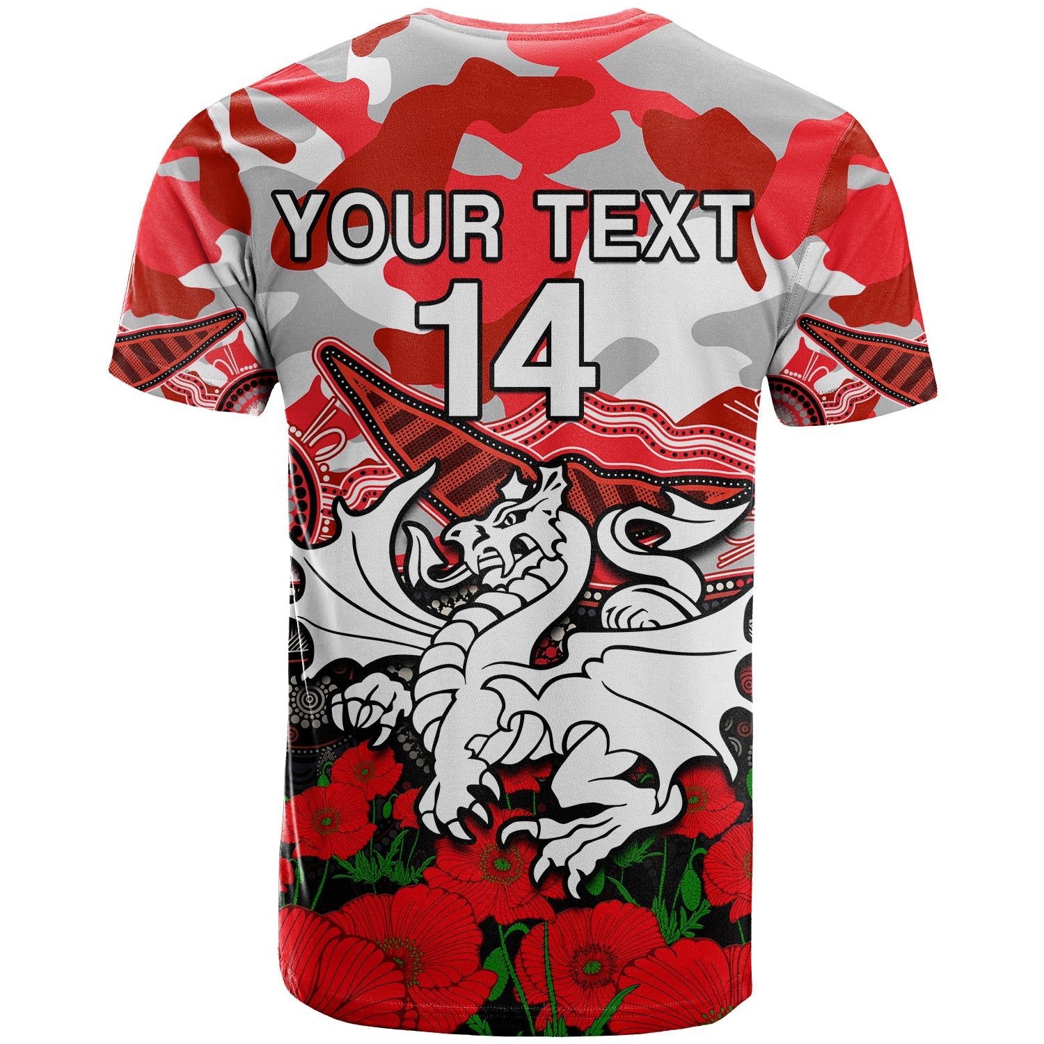 custom-text-and-number-dragons-rugby-anzac-2023-t-shirt-aboriginal-mix-poppy-lest-we-forget