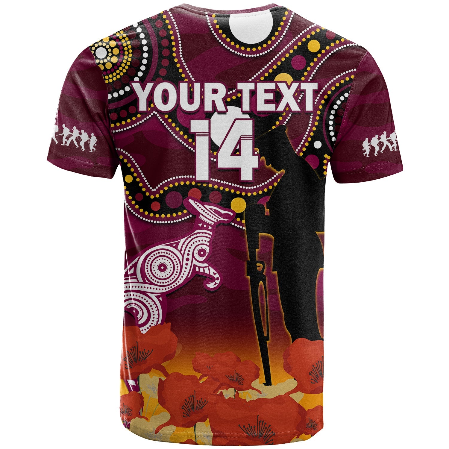 custom-text-and-number-maroons-rugby-anzac-2023-t-shirt-qld-aboriginal-mix-poppy-camouflage