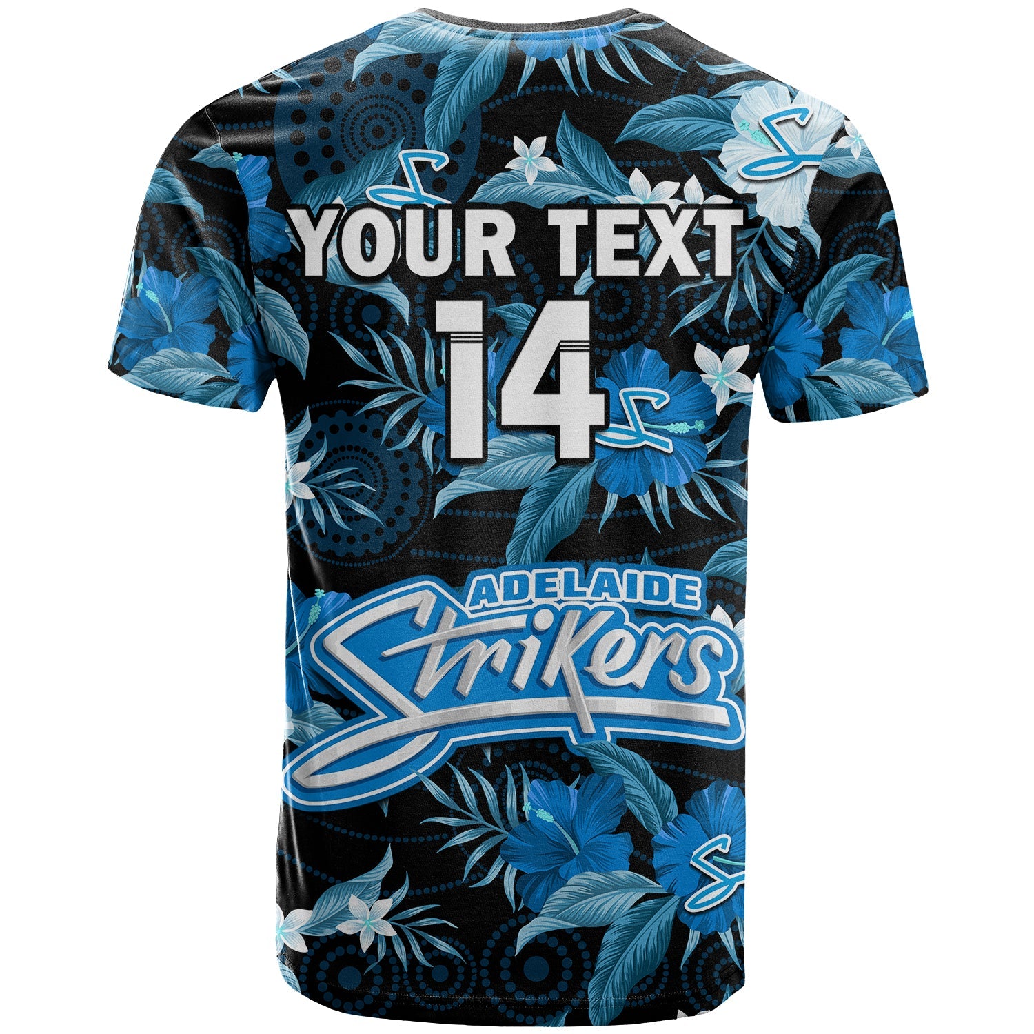 custom-text-and-number-adelaide-strikers-cricket-t-shirt-aboriginal-art-mix-tropical-flowers