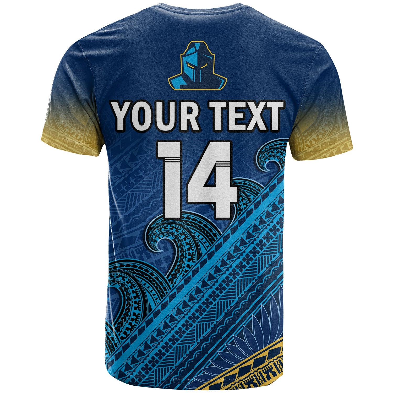 custom-text-and-number-gold-coast-titans-rugby-t-shirt-pasifika-gradient-polynesian-pattern