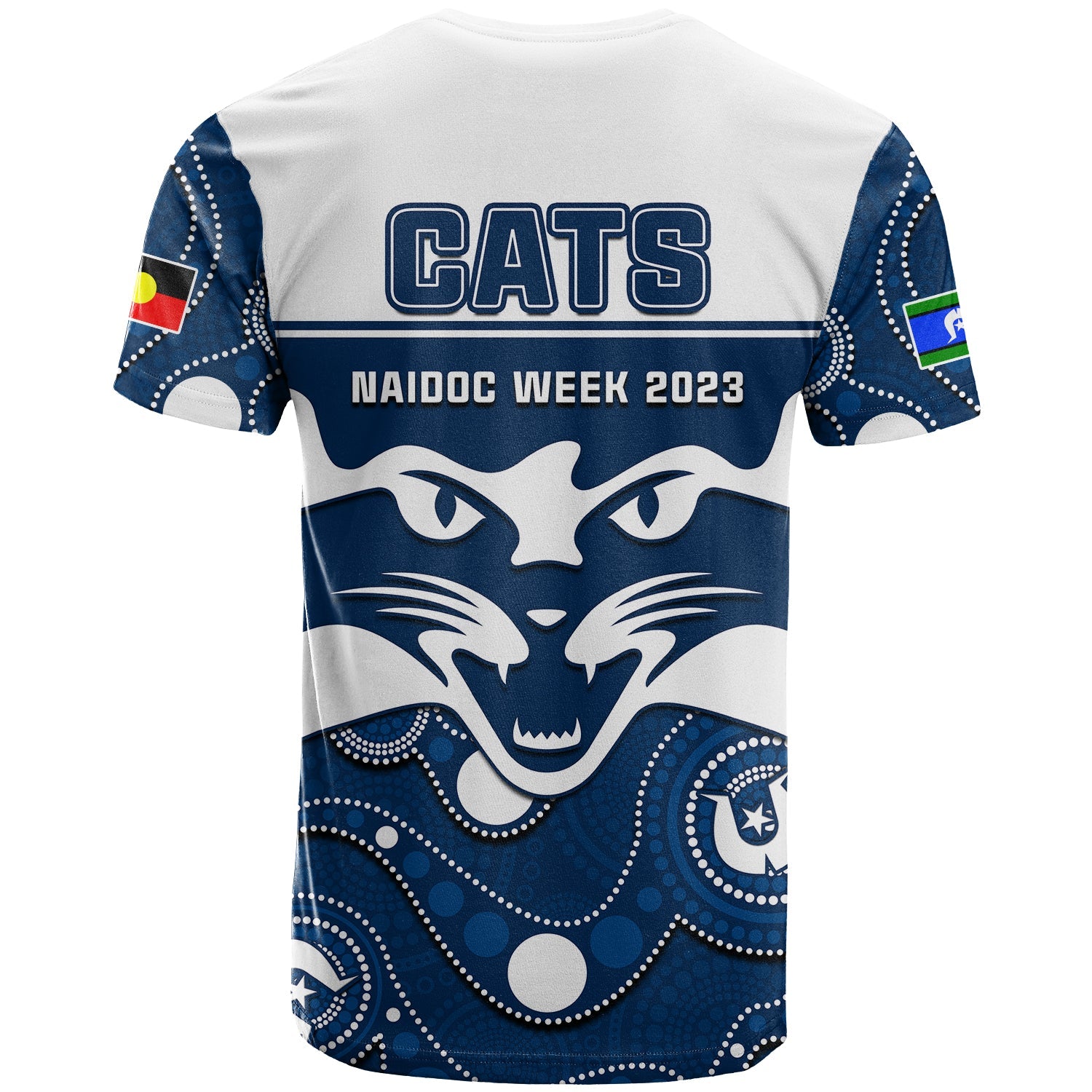geelong-football-naidoc-2023-t-shirt-cats-for-our-elders-indigenous-art