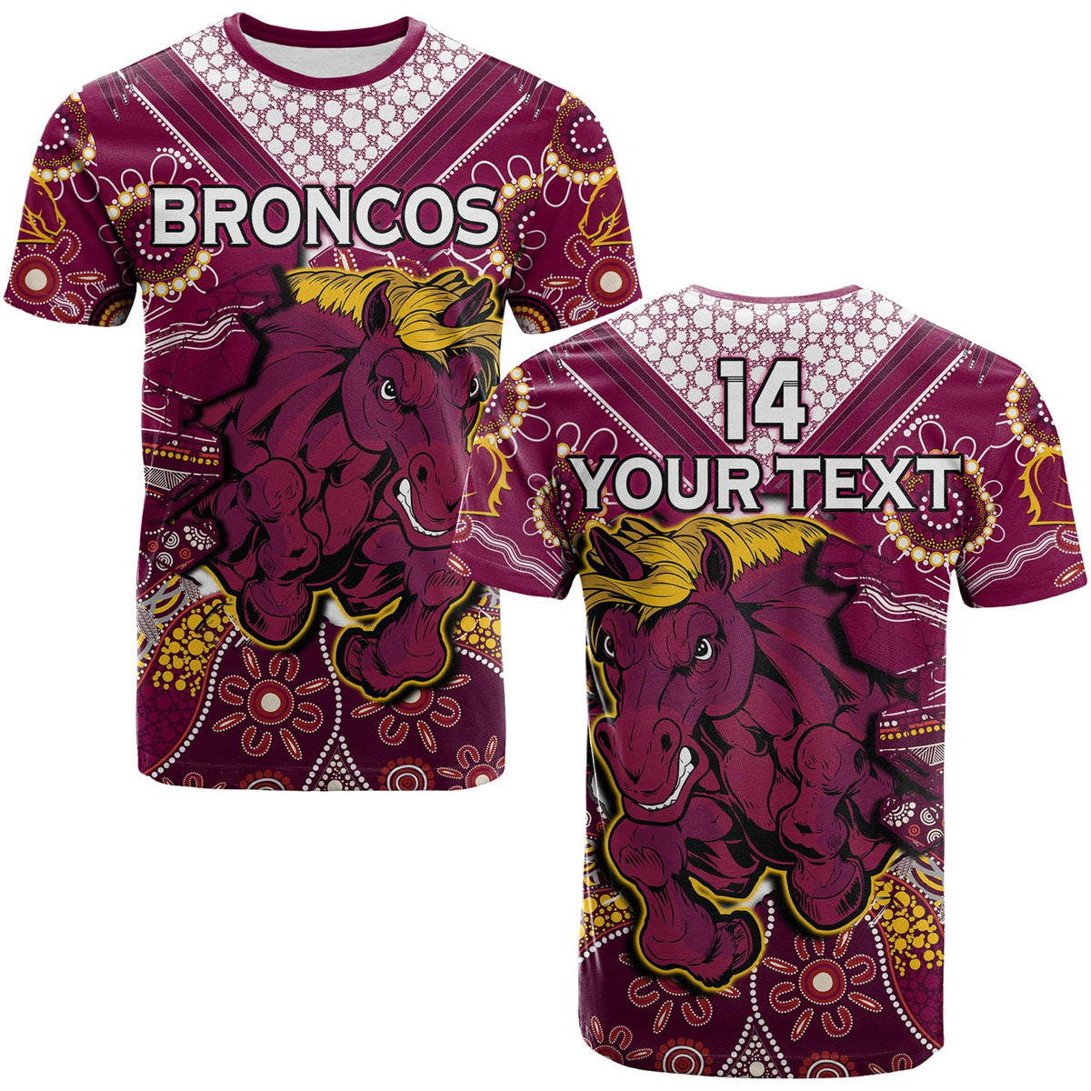 custom-text-and-number-broncos-rugby-t-shirt-kid-indigenous-pattern-artsy-ver01