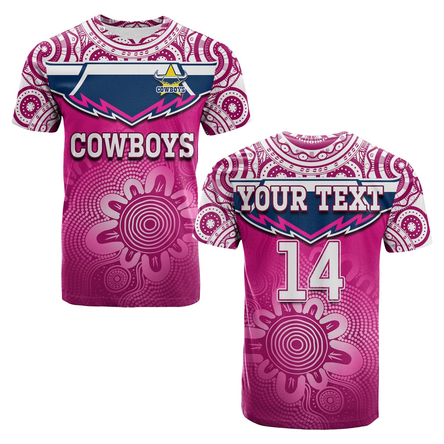 custom-text-and-number-cowboys-rugby-t-shirt-aboriginal-pattern-pink-version