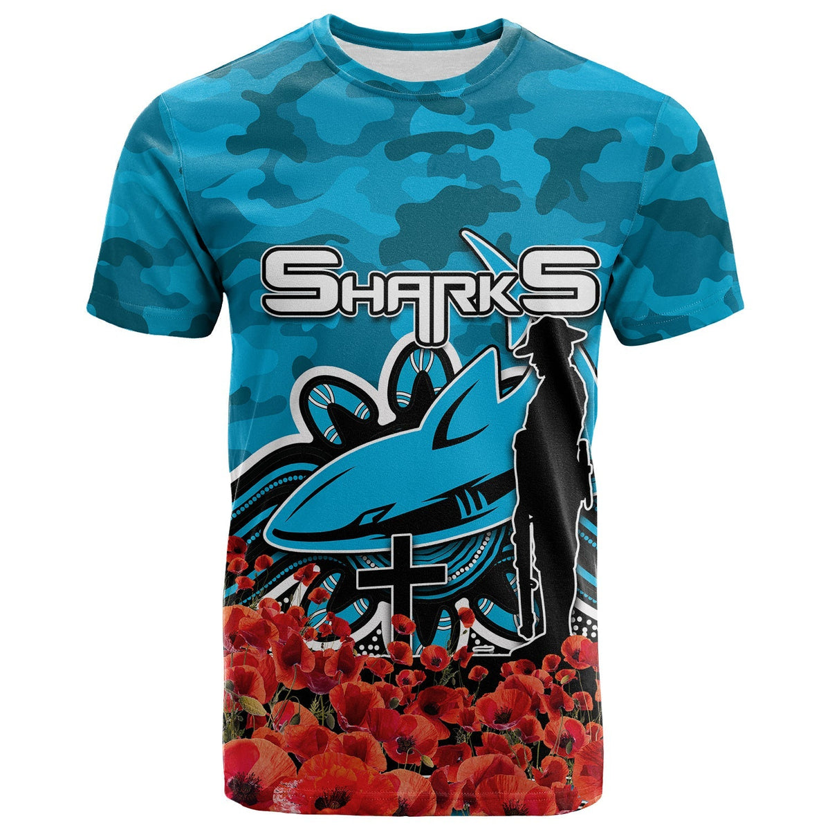 cronulla-sutherland-sharks-t-shirt-anzac-day-poppy-flowers-with-army-patterns