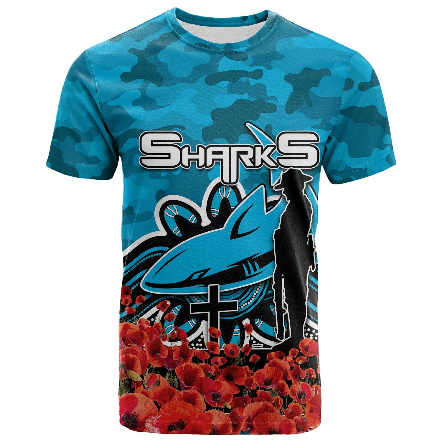 cronulla-sutherland-sharks-t-shirt-anzac-day-poppy-flowers-with-army-patterns