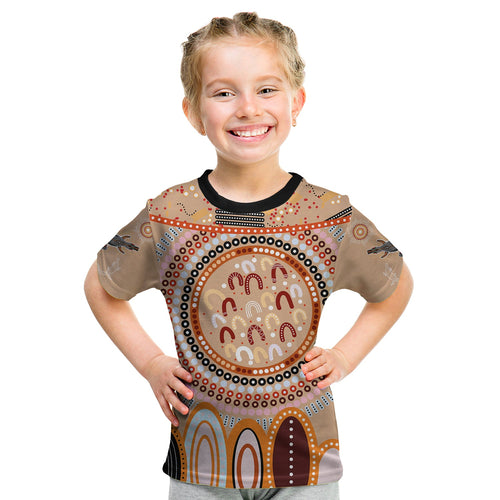 custom-text-and-number-aboriginal-stand-up-t-shirt-circle-dot-with-lizard-version-peachpuff