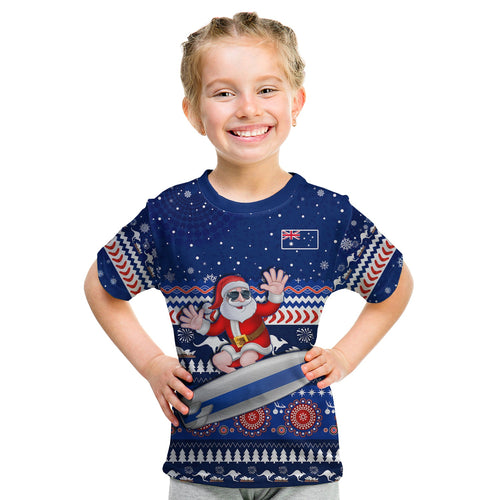 australia-christmas-t-shirt-kid-aussie-aboriginal-santa-claus-is-surfing-with-kangaroo