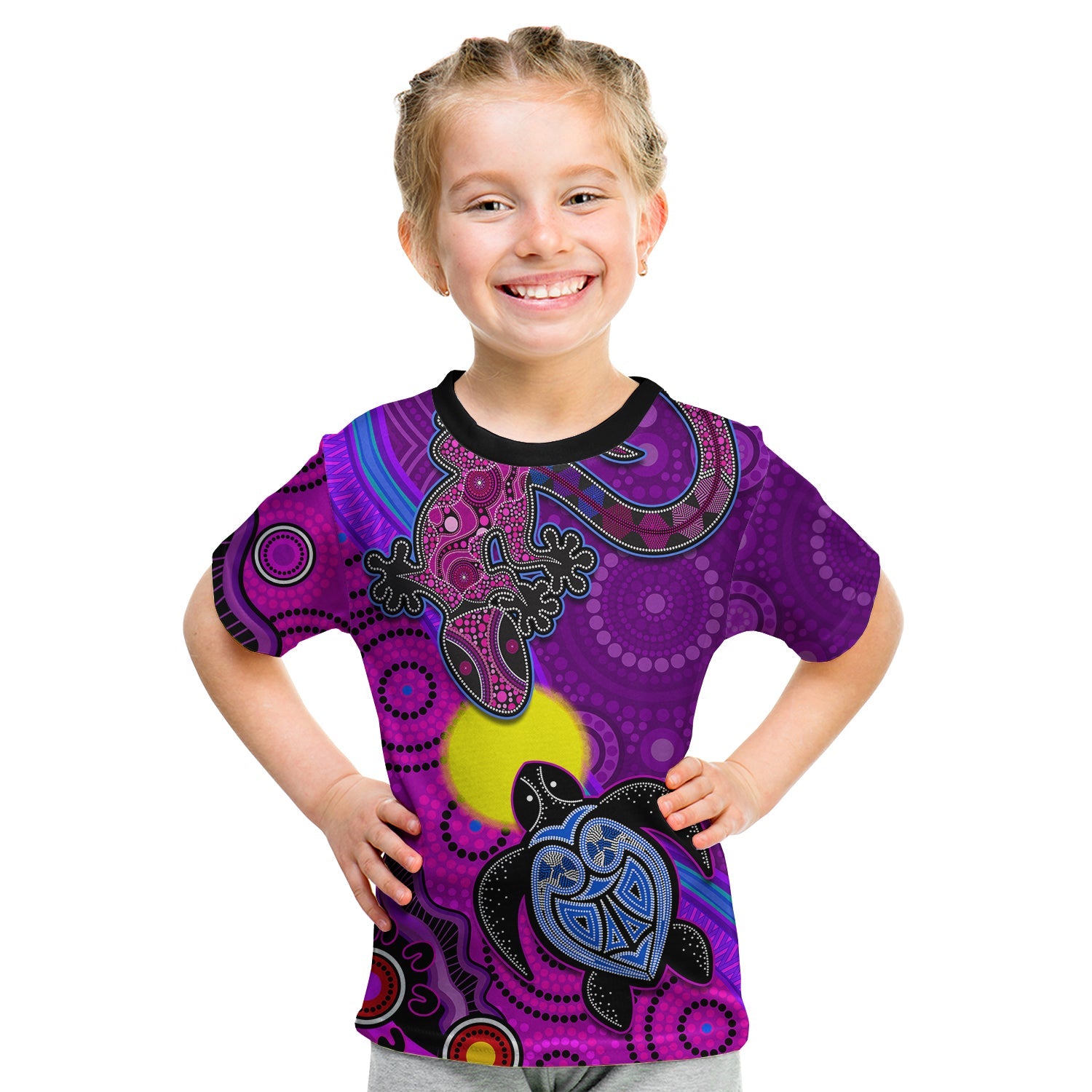 custom-personalised-australia-lizard-and-turtle-t-shirt-kid-aboriginal-art-beautiful-life
