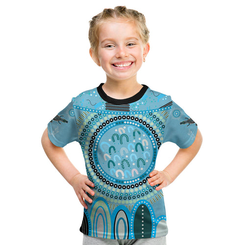 custom-text-and-number-aboriginal-stand-up-t-shirt-circle-dot-with-lizard-version-blue