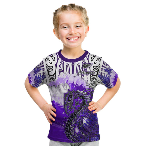 custom-personalised-manaia-maori-t-shirt-fern-aotearoa-purple-waves
