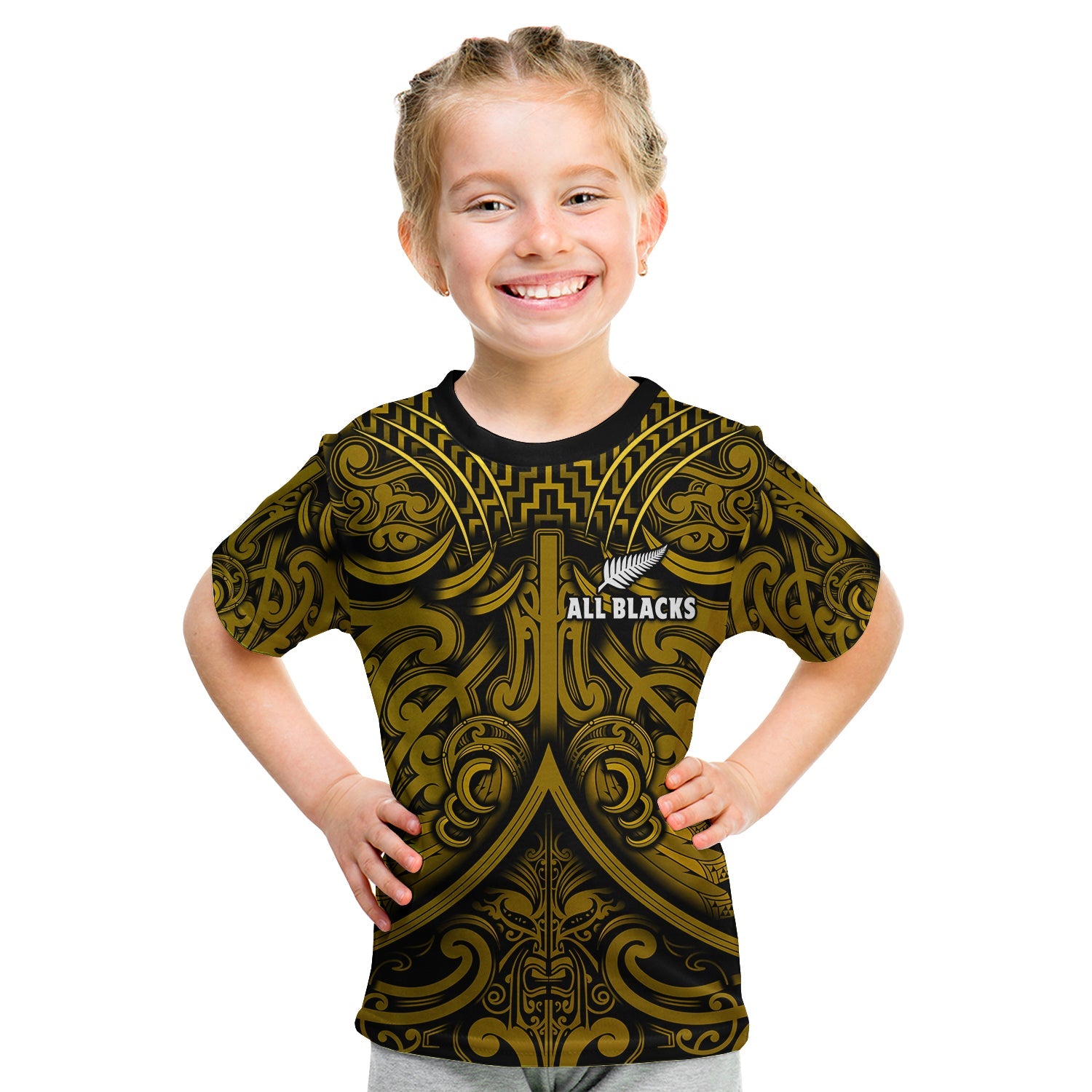 custom-text-and-number-new-zealand-silver-fern-rugby-t-shirt-all-black-gold-nz-maori-pattern