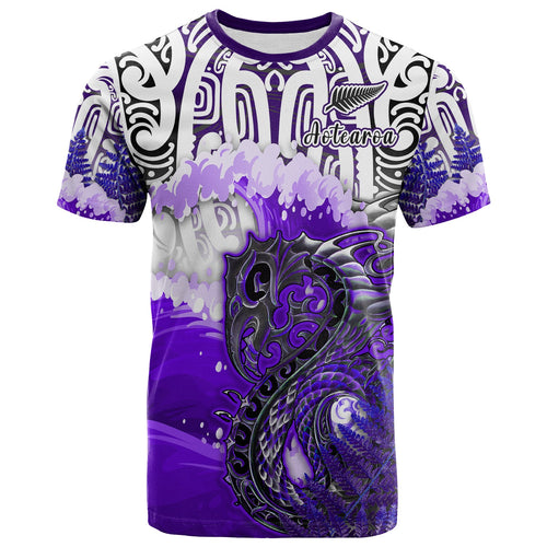 custom-personalised-manaia-maori-t-shirt-fern-aotearoa-purple-waves