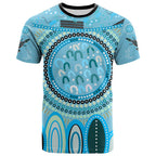 custom-text-and-number-aboriginal-stand-up-t-shirt-circle-dot-with-lizard-version-blue