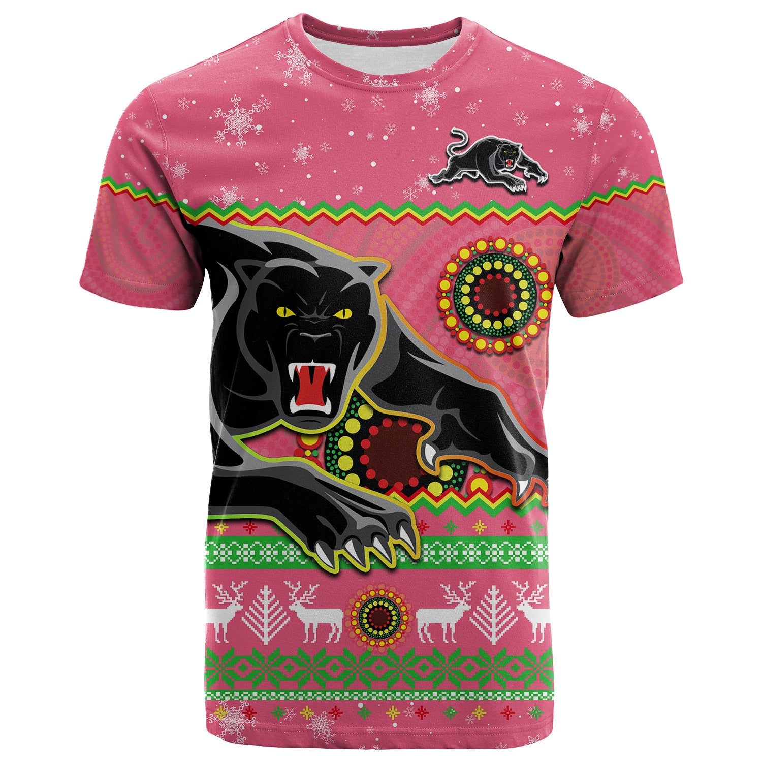 custom-personalised-panthers-christmas-t-shirt-aboriginal-pattern-penrith-pink-version