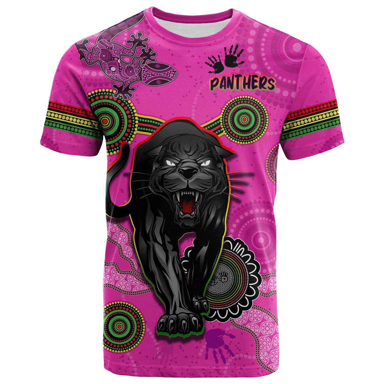 custom-text-and-number-panthers-t-shirt-aboriginal-with-lizard