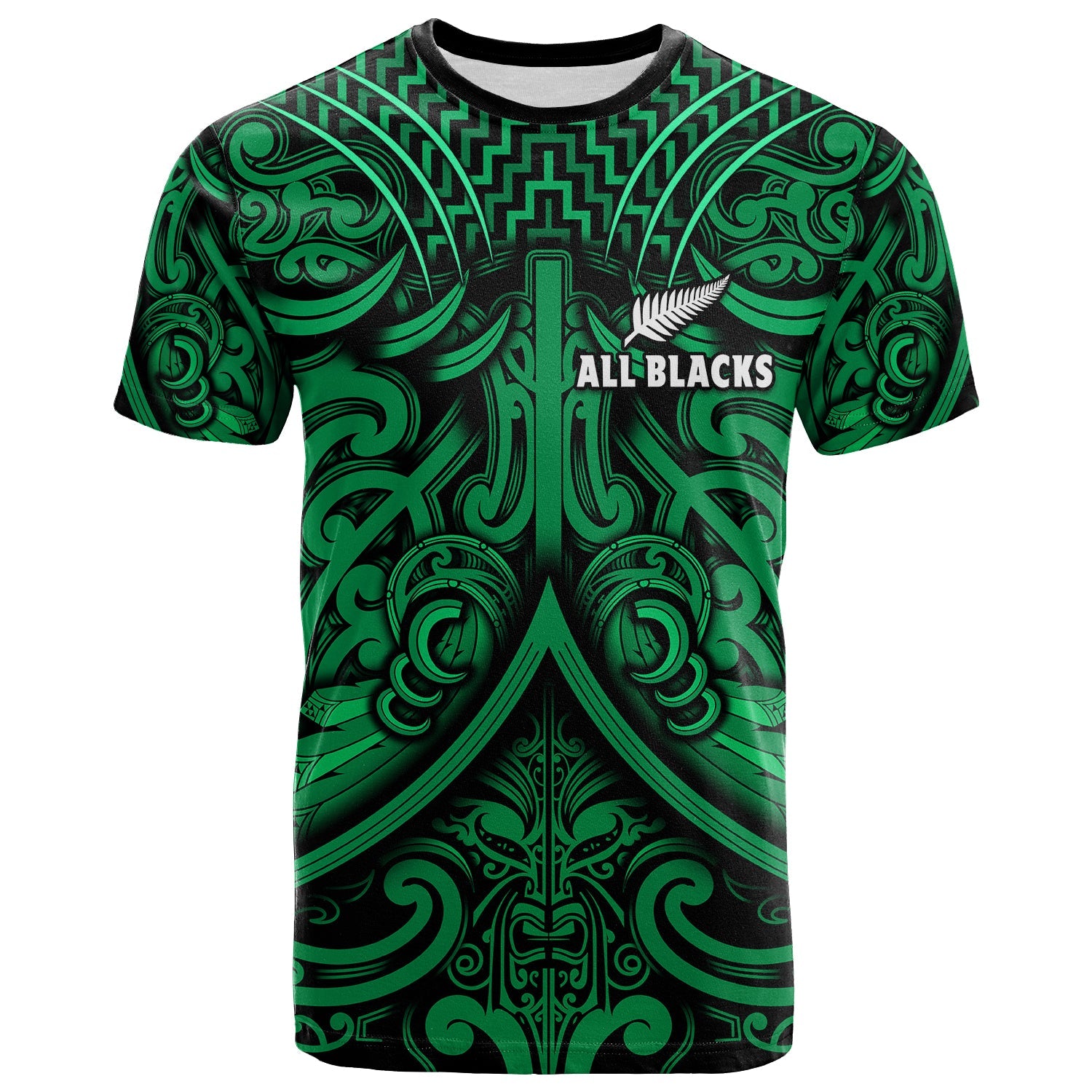custom-text-and-number-new-zealand-silver-fern-rugby-t-shirt-all-black-green-nz-maori-pattern