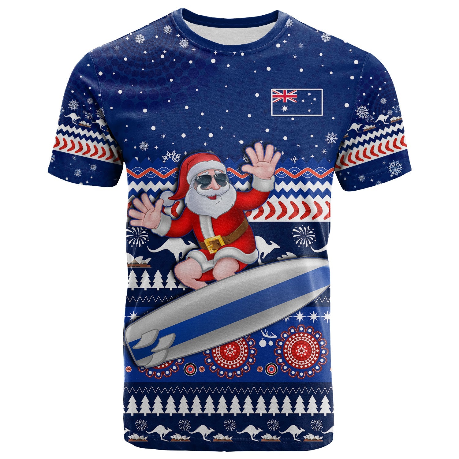 australia-christmas-t-shirt-aussie-aboriginal-santa-claus-is-surfing-with-kangaroo