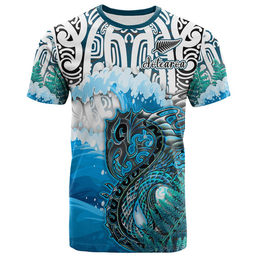 custom-personalised-manaia-maori-t-shirt-fern-aotearoa-blue-waves
