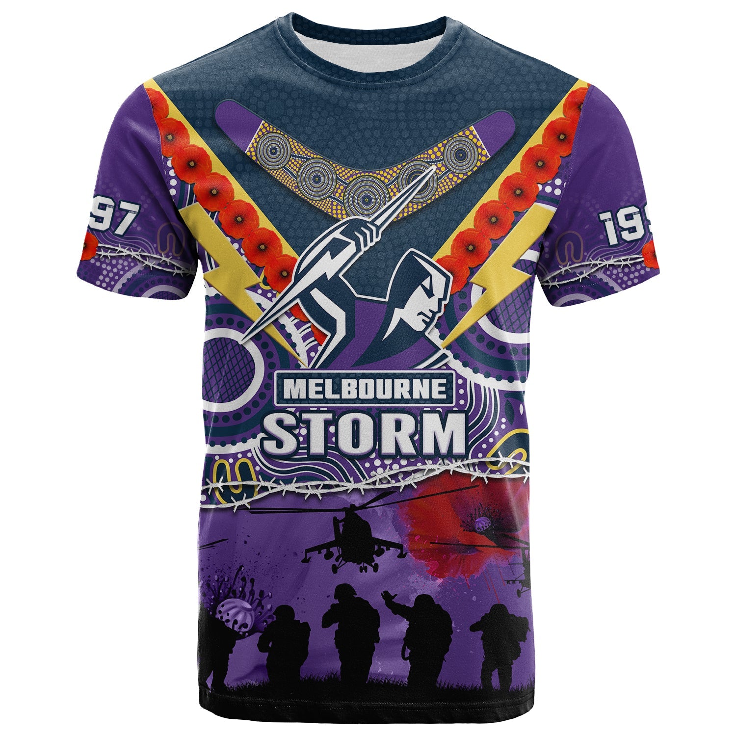 custom-text-and-number-melbourne-storm-rugby-anzac-t-shirt-indigenous-poppy-australian-army