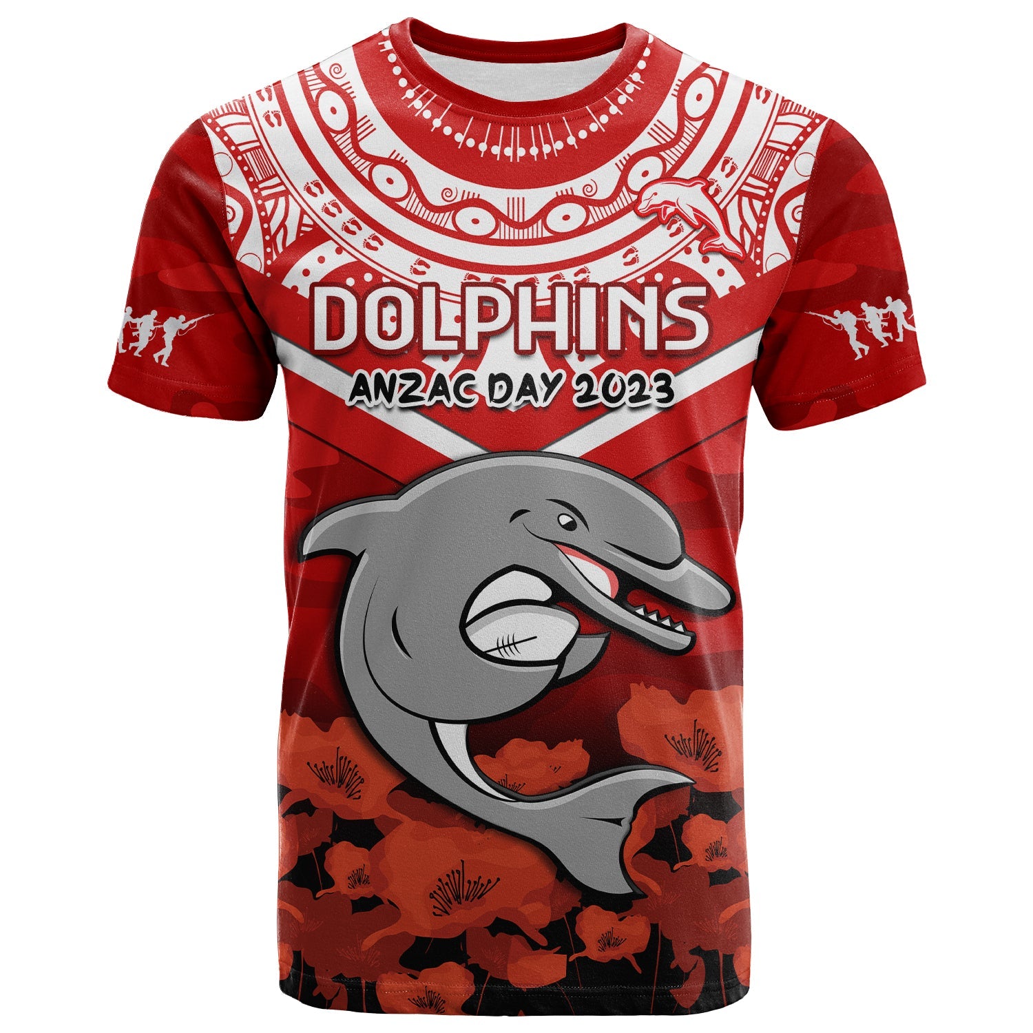 custom-text-and-number-dolphins-rugby-anzac-2023-t-shirt-dots-poppy-mix-camouflage-lest-we-forget