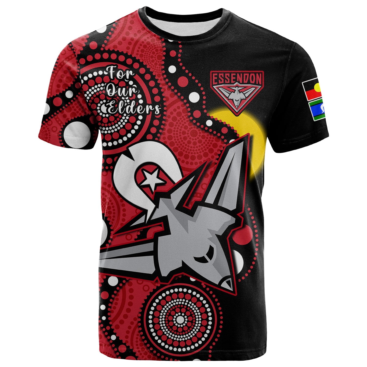 custom-text-and-number-essendon-football-naidoc-2023-t-shirt-bombers-for-our-elders-indigenous-art