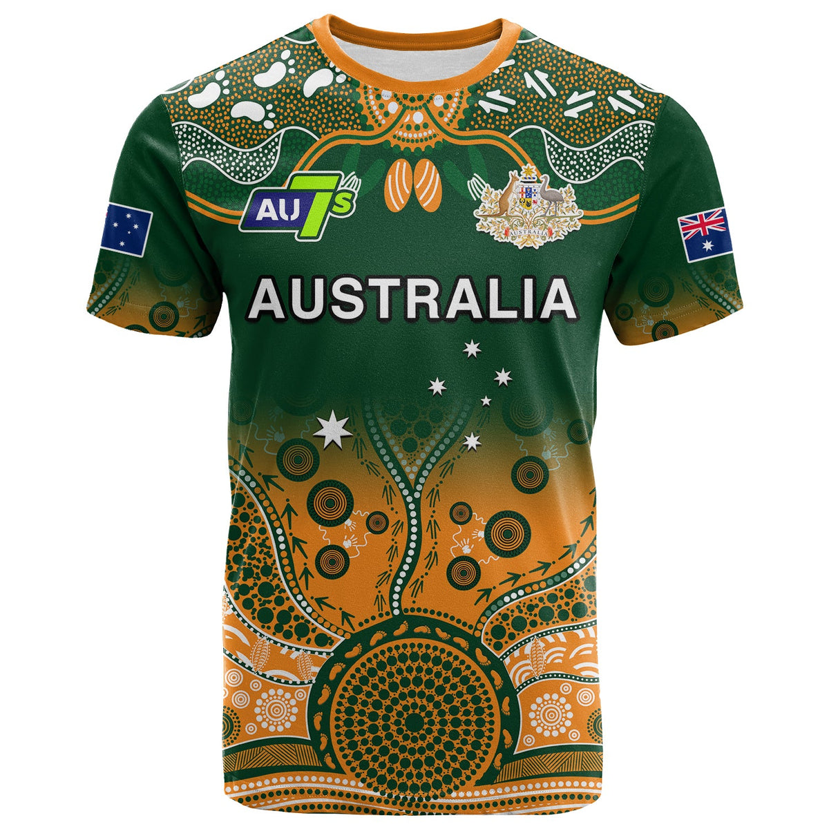 custom-text-and-number-australia-rugby-t-shirt-aussie-sevens-green-indigenous