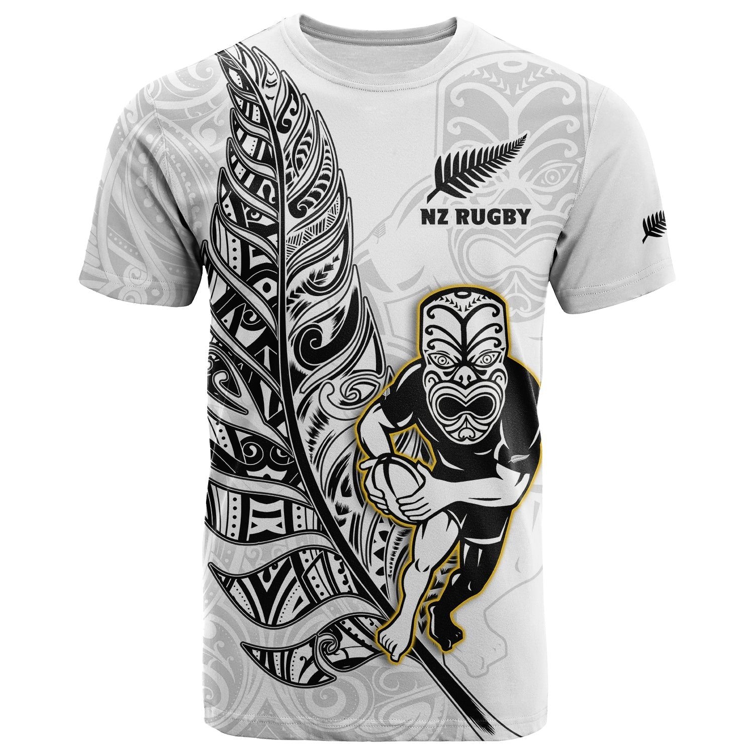 custom-text-and-number-new-zealand-silver-fern-rugby-t-shirt-all-black-maori-version-white