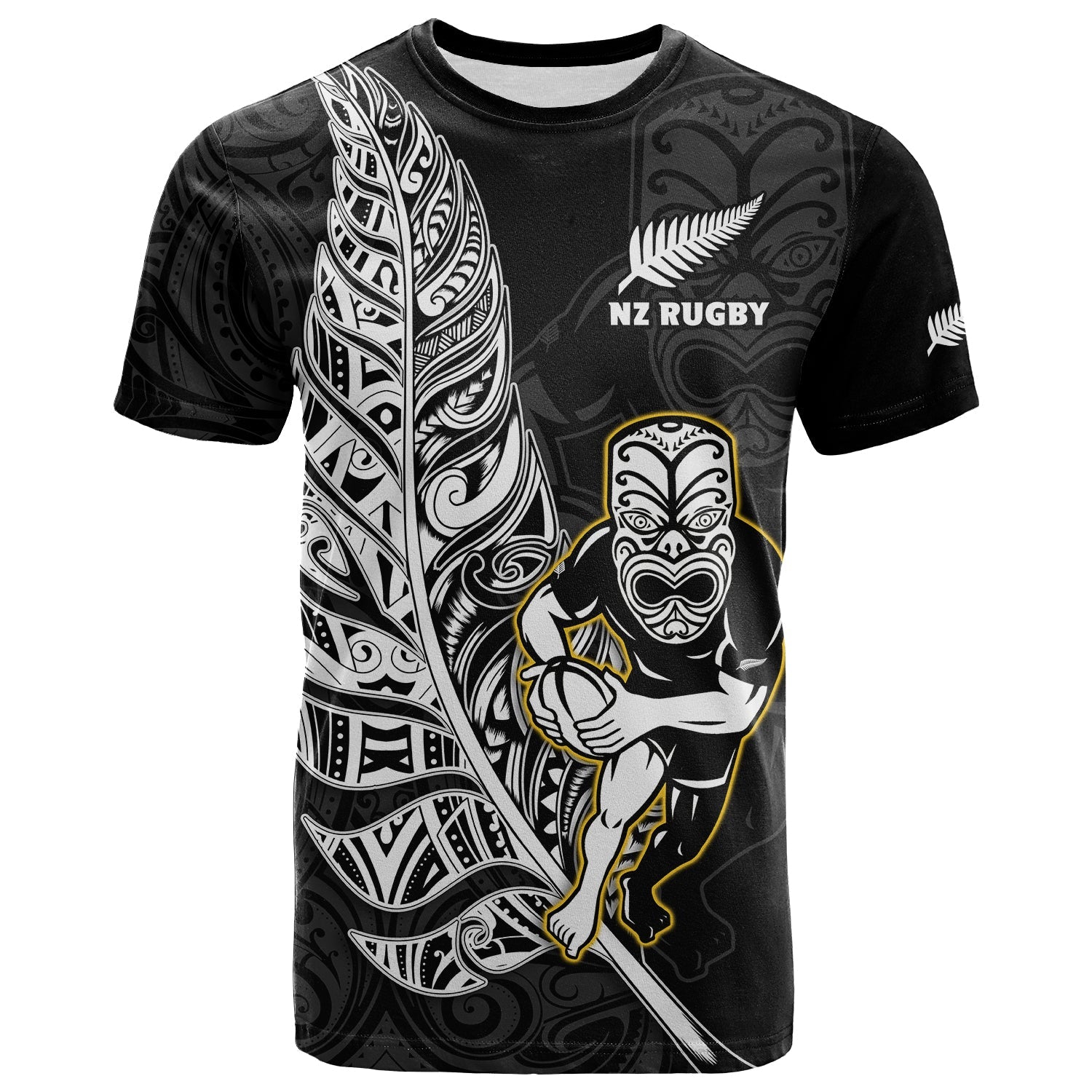 custom-text-and-number-new-zealand-silver-fern-rugby-t-shirt-all-black-maori-version-black