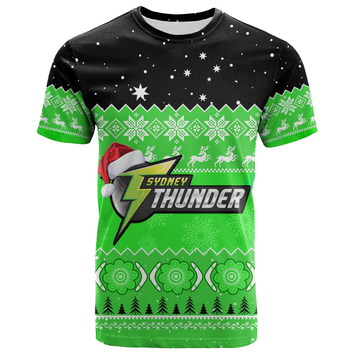 custom-personalised-thunder-cricket-t-shirt-aboriginal-merry-christmas