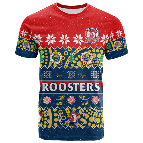custom-personalised-sydney-roosters-christmas-t-shirt-easts-aboriginal-art-merry-xmas