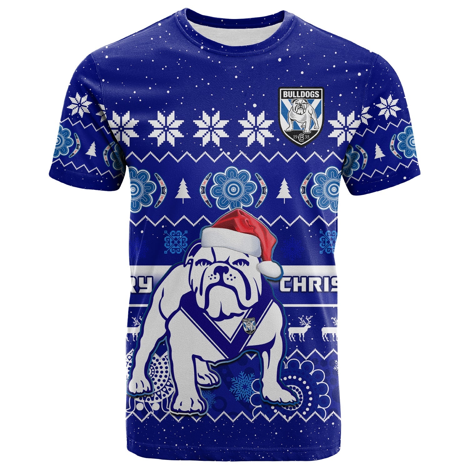 custom-personalised-bulldogs-rugby-christmas-t-shirt-berries-merry-xmas-aboriginal-art