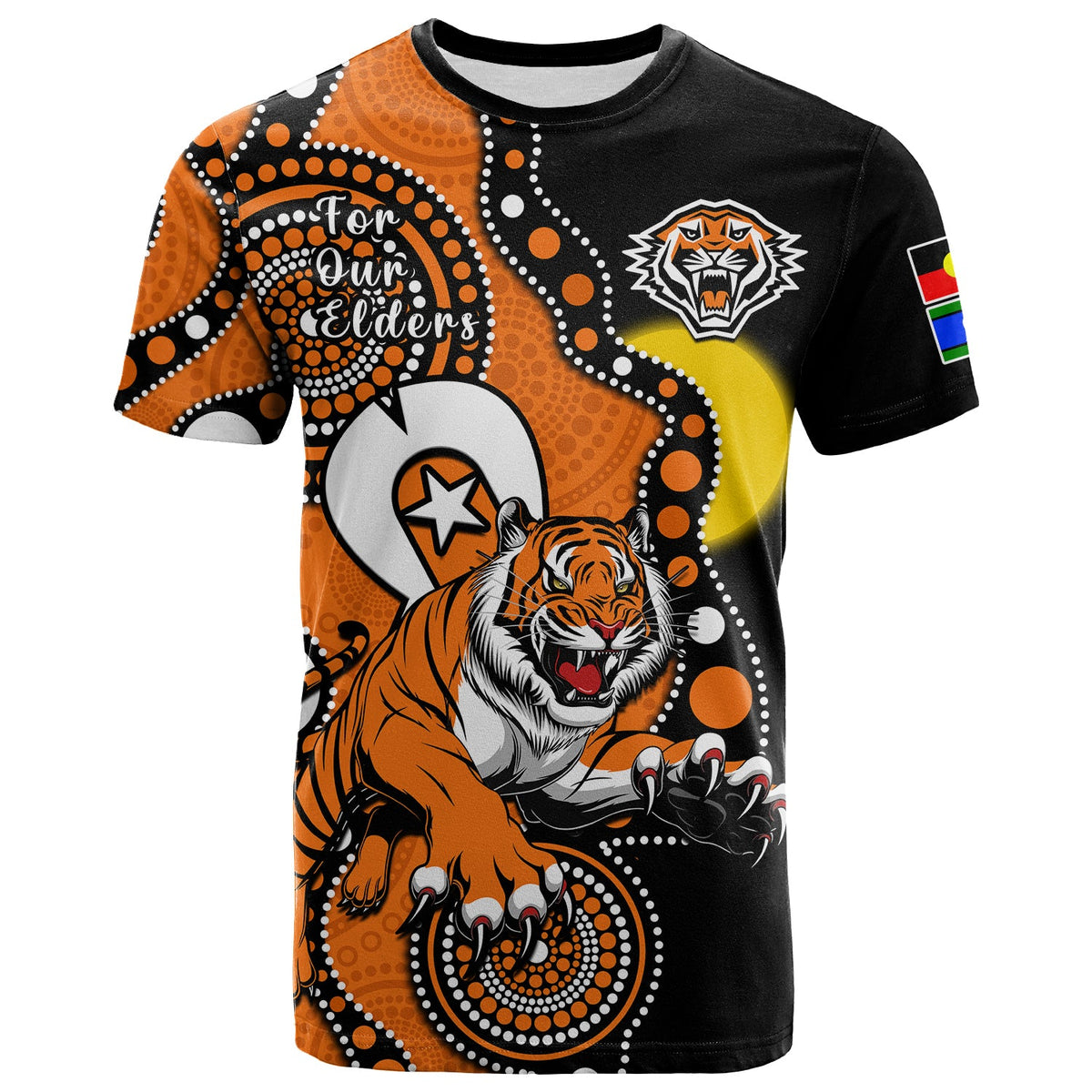 custom-text-and-number-wests-tigers-rugby-naidoc-2023-t-shirt-for-our-elders-indigenous-art