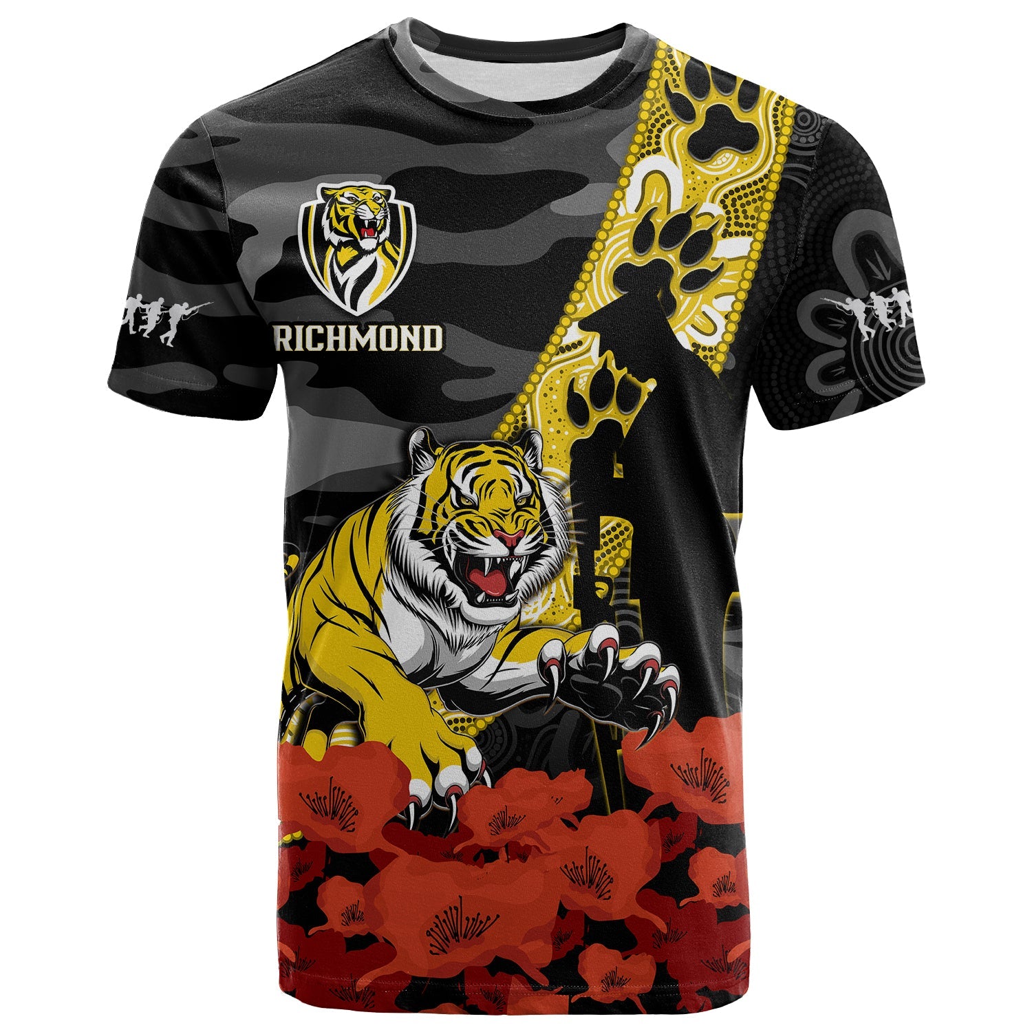 custom-text-and-number-richmond-football-anzac-2023-t-shirt-tigers-aboriginal-mix-poppy-camouflage