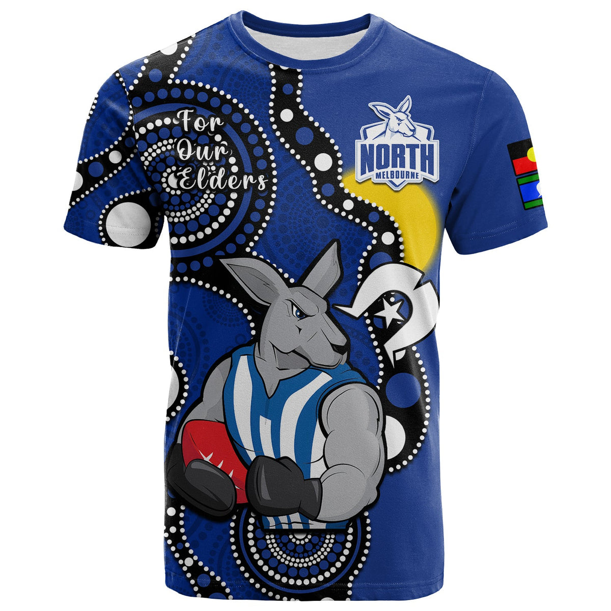 custom-text-and-number-north-melbourne-football-naidoc-2023-t-shirt-roos-for-our-elders-indigenous