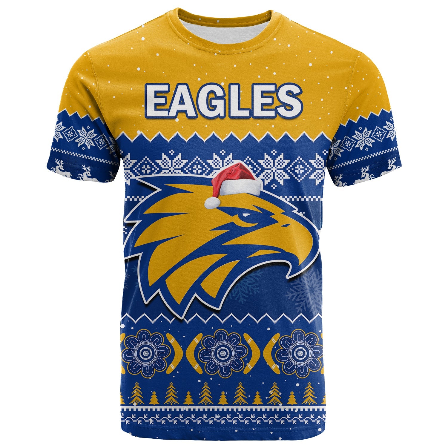 custom-personalised-west-coast-football-t-shirt-eagles-indigenous-merry-christmas