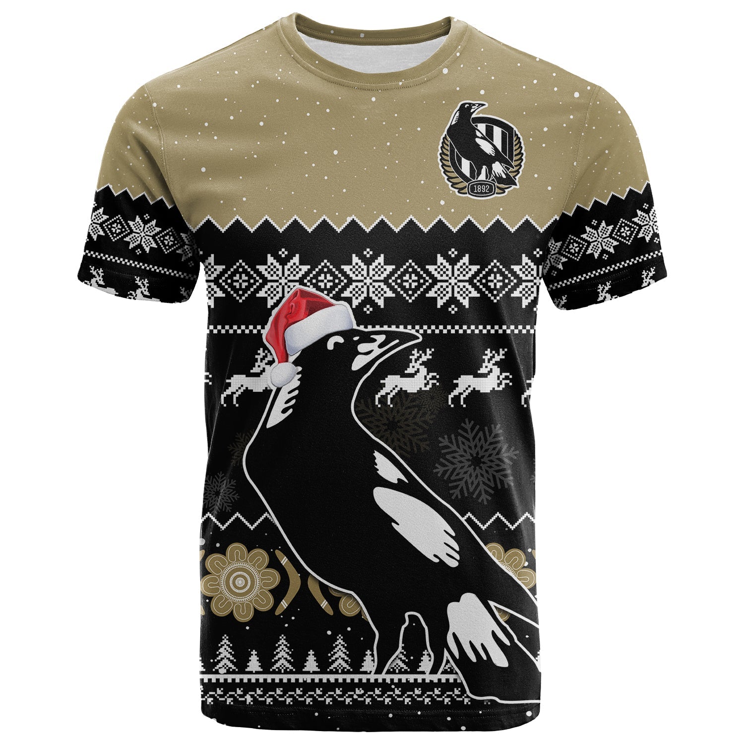 collingwood-football-t-shirt-magpies-indigenous-merry-christmas