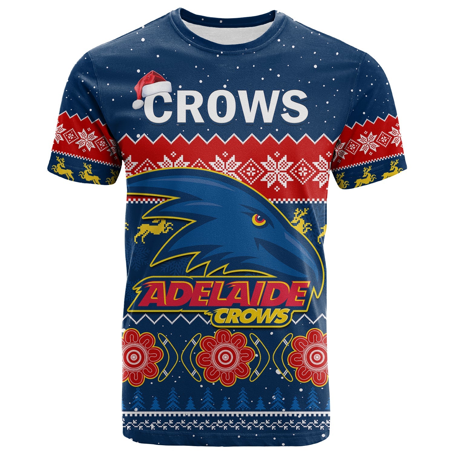 custom-personalised-adelaide-football-t-shirt-crows-indigenous-merry-christmas