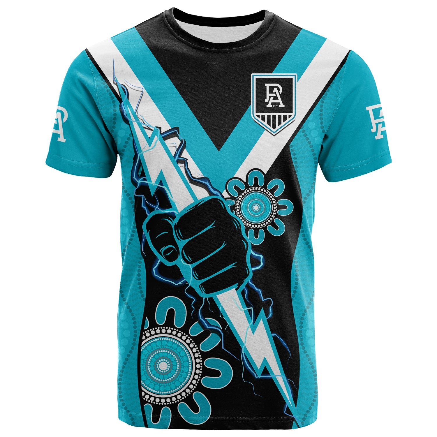 custom-text-and-number-port-adelaide-football-t-shirt-power-thunder-hand-mix-aboriginal-dynamic