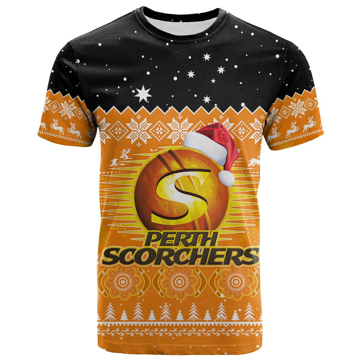 perth-scorchers-cricket-t-shirt-aboriginal-merry-christmas