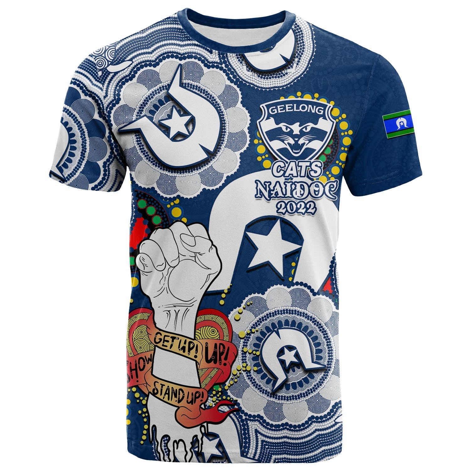 custom-personalised-cats-australian-football-t-shirt-naidoc-week-2022-lets-fight-together